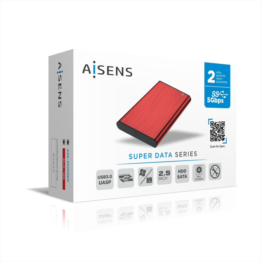 AISENS ASE-2525RED caja para disco duro externo Caja externa para unidad de estado sólido (SSD) 2.5" (5)