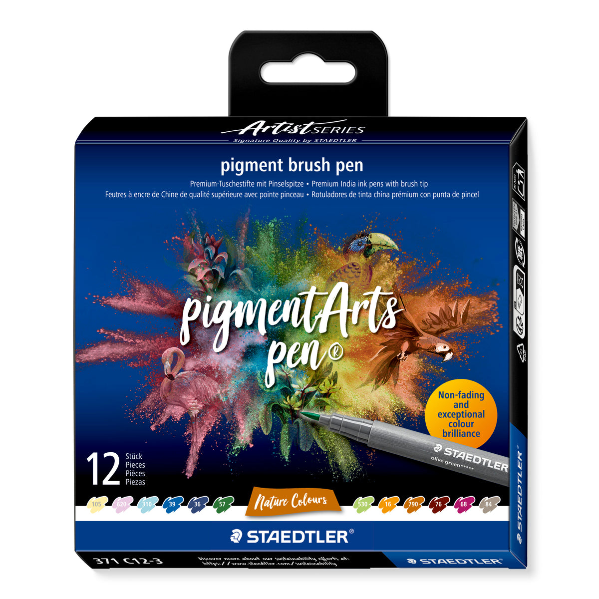 Staedtler Pigment Arts rotulador pincel colores naturaleza multicolor 12 piezas
