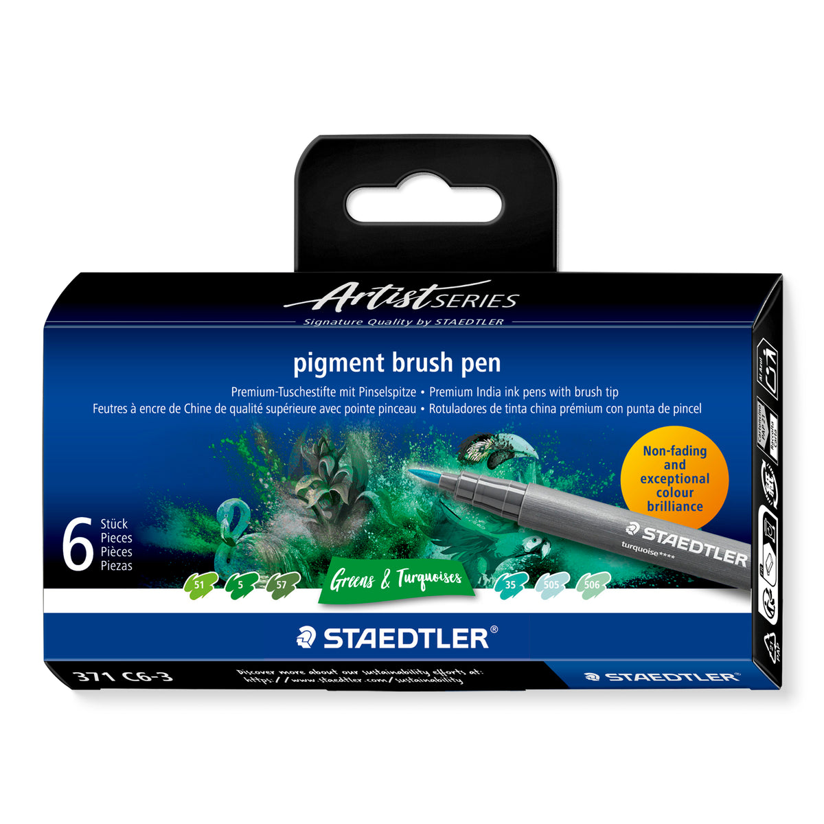 Staedtler Pigment Arts rotulador pincel verdes y turquesas verde