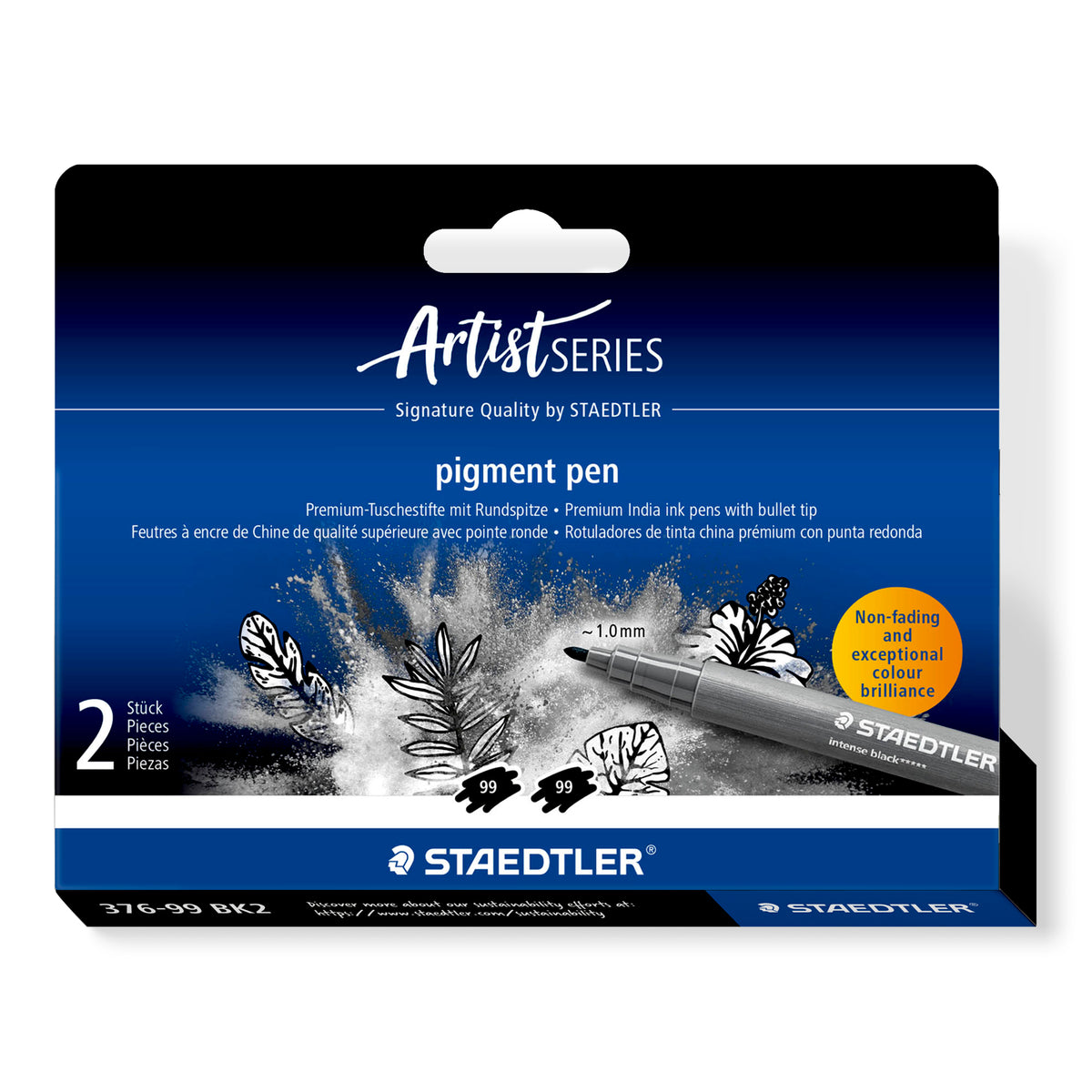 Staedtler Pigment Arts rotulador intensivo negro 2 piezas