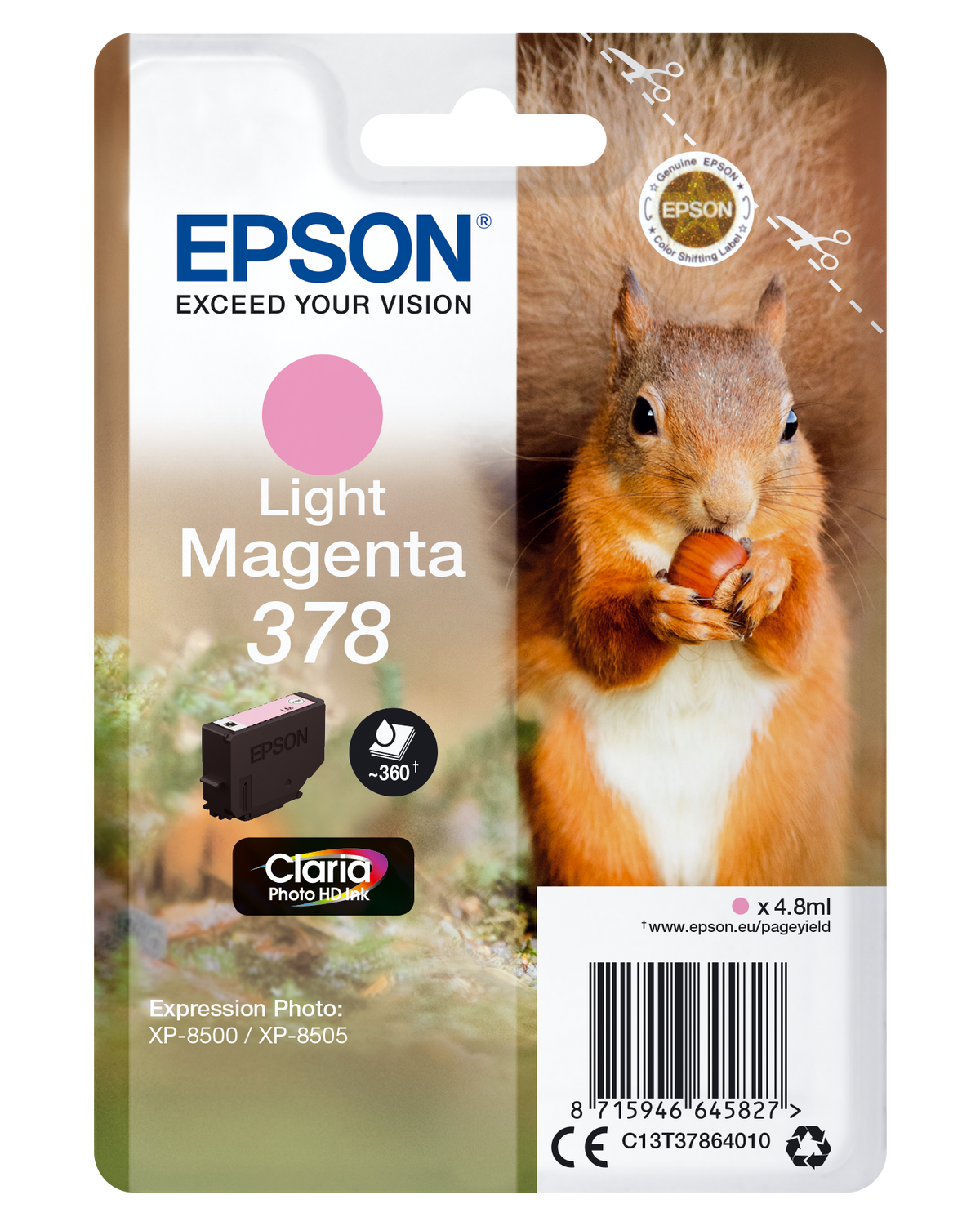 Epson C13T37864010 - 4.8 ml, magenta claro, original, blíster