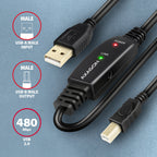 Axagon ADR-210B USB 2.0 A-M -> B-M active connecting/repeater cable 10m - Kabel - Digital/Daten cable USB USB A USB B 0,48 Gbit/s Negro (3)