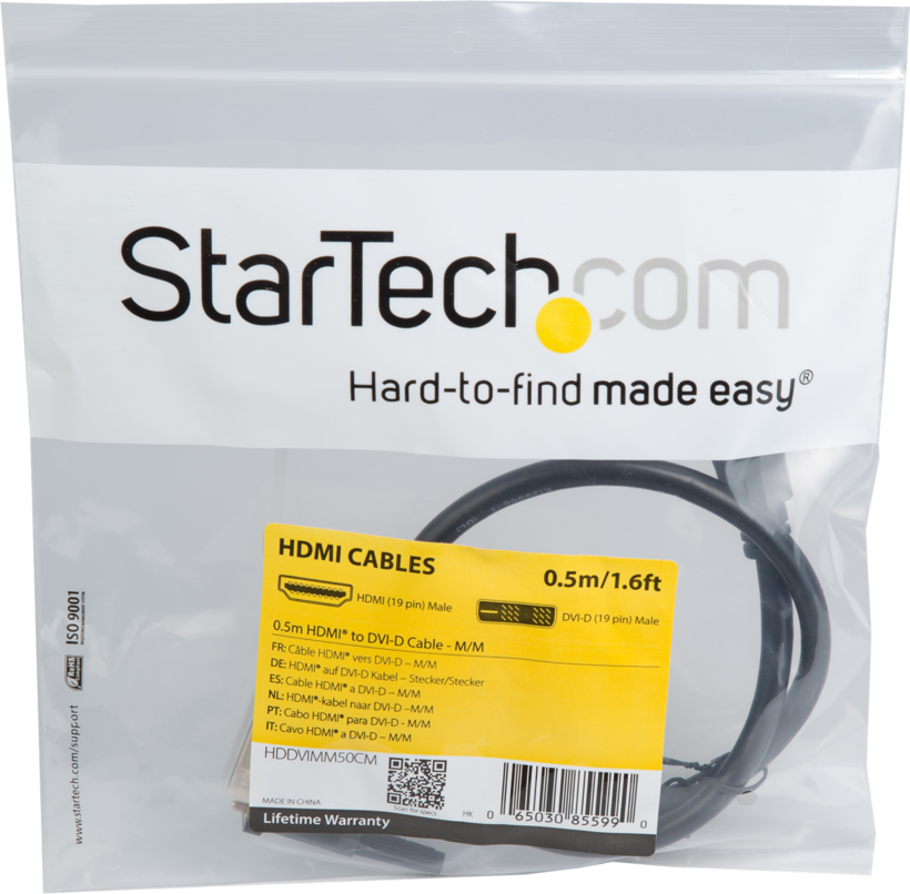 Startech HDDVIMM50CM - Negro, Cable adaptador, DVI-D macho a HDMI macho, 50 cm (2)