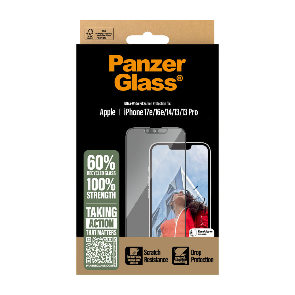 PanzerGlass ® Screen Protector iPhone 17e | 16e | 14 | 13 | 13 Pro | Ultra-Wide Fit w. EasyAligner Protector de pantalla Apple 1 pieza(s) (3)