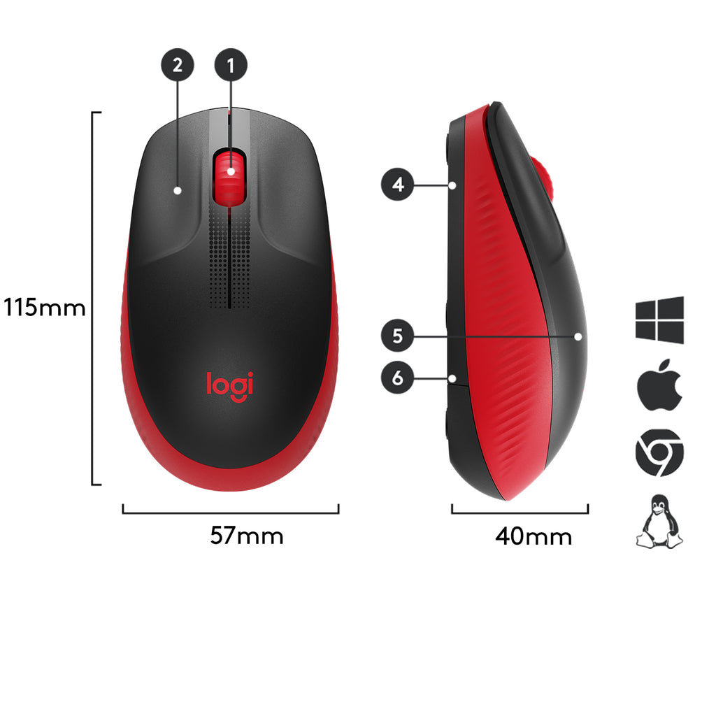 Logitech M190 ratón Oficina Ambidextro RF inalámbrico Óptico 1000 DPI (7)