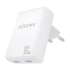 AISENS ASCH-30W2P075-W cargador de dispositivo móvil Cámara digital, Teléfono móvil, Portátil, Smartphone, Tableta, Universal Corriente alterna Carga rápida Interior (3)