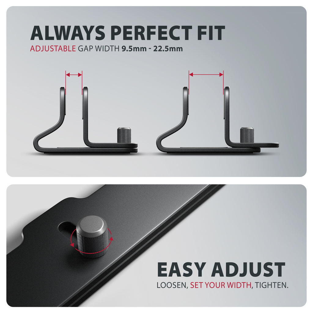 Axagon STND-VB Vertikaler Laptop-Ständer, einstellbare Breite, Aluminium Soporte para ordenador portátil y tableta Negro 43,9 cm (17.3") (4)