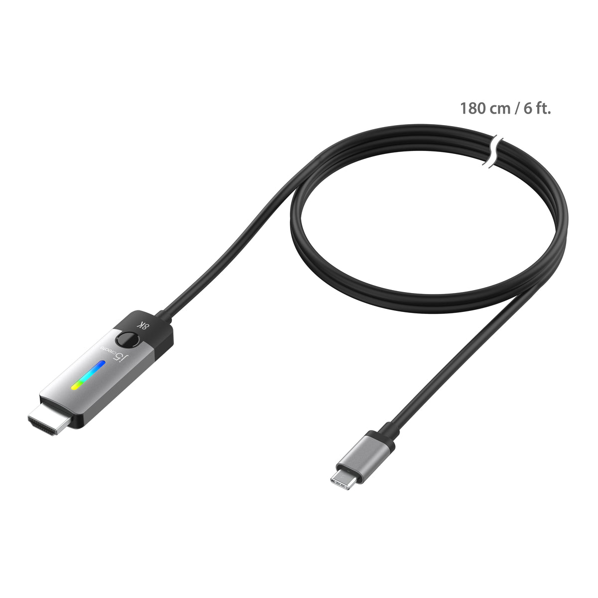 j5create JCC157 1,79 m USB Tipo C Negro, Gris (3)