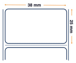 Labels, Zebra, Normal Paper, Z-Select 2000T, An: 38.1 mm, Al: 25.4 mm, D: 200 mm, C: 76 mm 880114-025