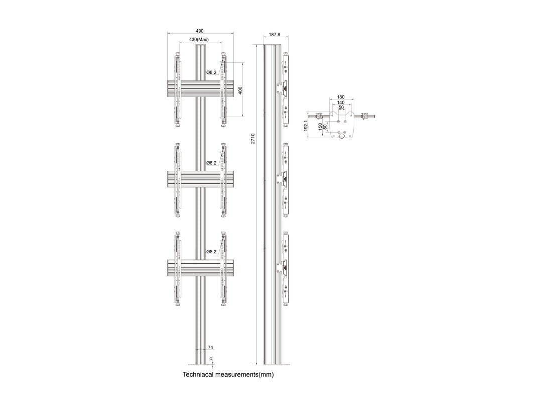 Multibrackets 0334 soporte para TV 165,1 cm (65") Negro (6)