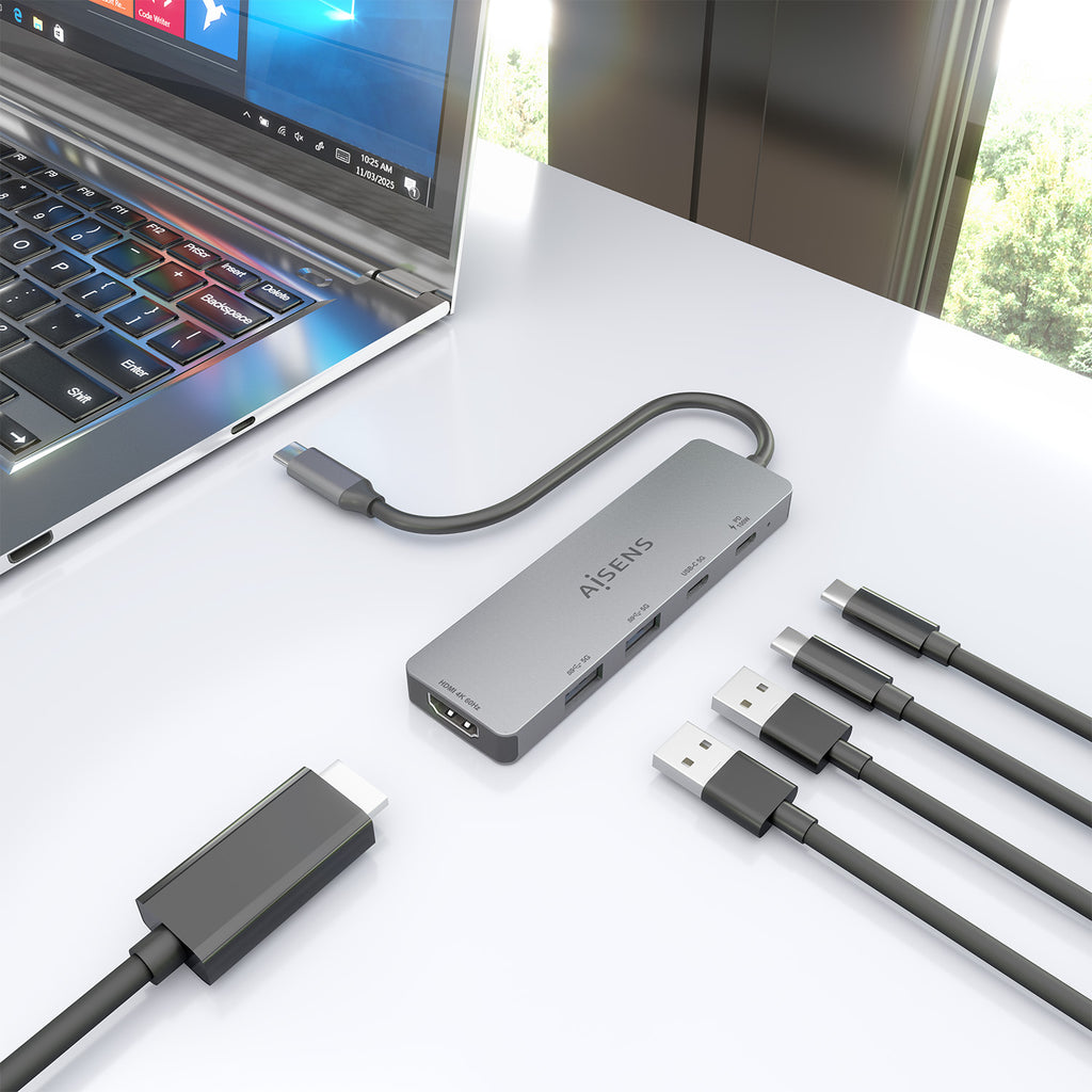 AISENS ASUC-5P028-GR base para portátil y replicador de puertos Alámbrico USB 3.2 Gen 1 (3.1 Gen 1) Type-C (7)