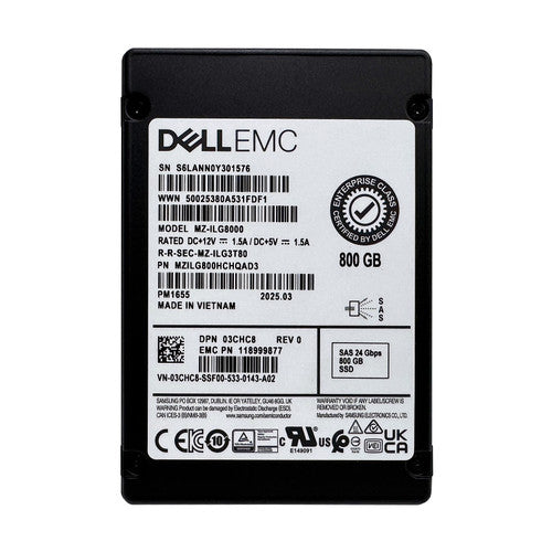 Dell 800GB SSD 2.5 SAS 24GB MIX 3CHC8-RFB – Reacondicionado (2)