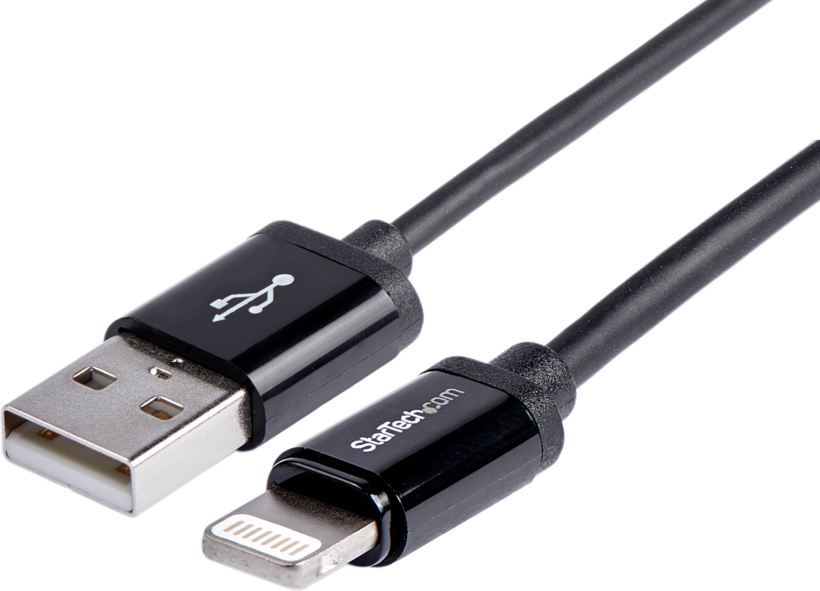 Startech USBLT1MB - Negro, Cable Lightning, Lightning macho a USB macho, 1 m