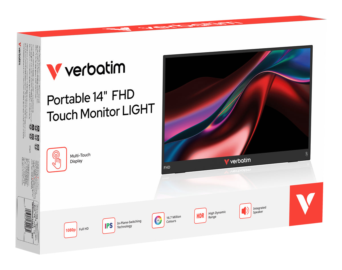 Verbatim Portable 14" FHD Touch Monitor LIGHT Monitor portátil Negro 35,6 cm (14") LCD 1920 x 1080 Pixeles (7)