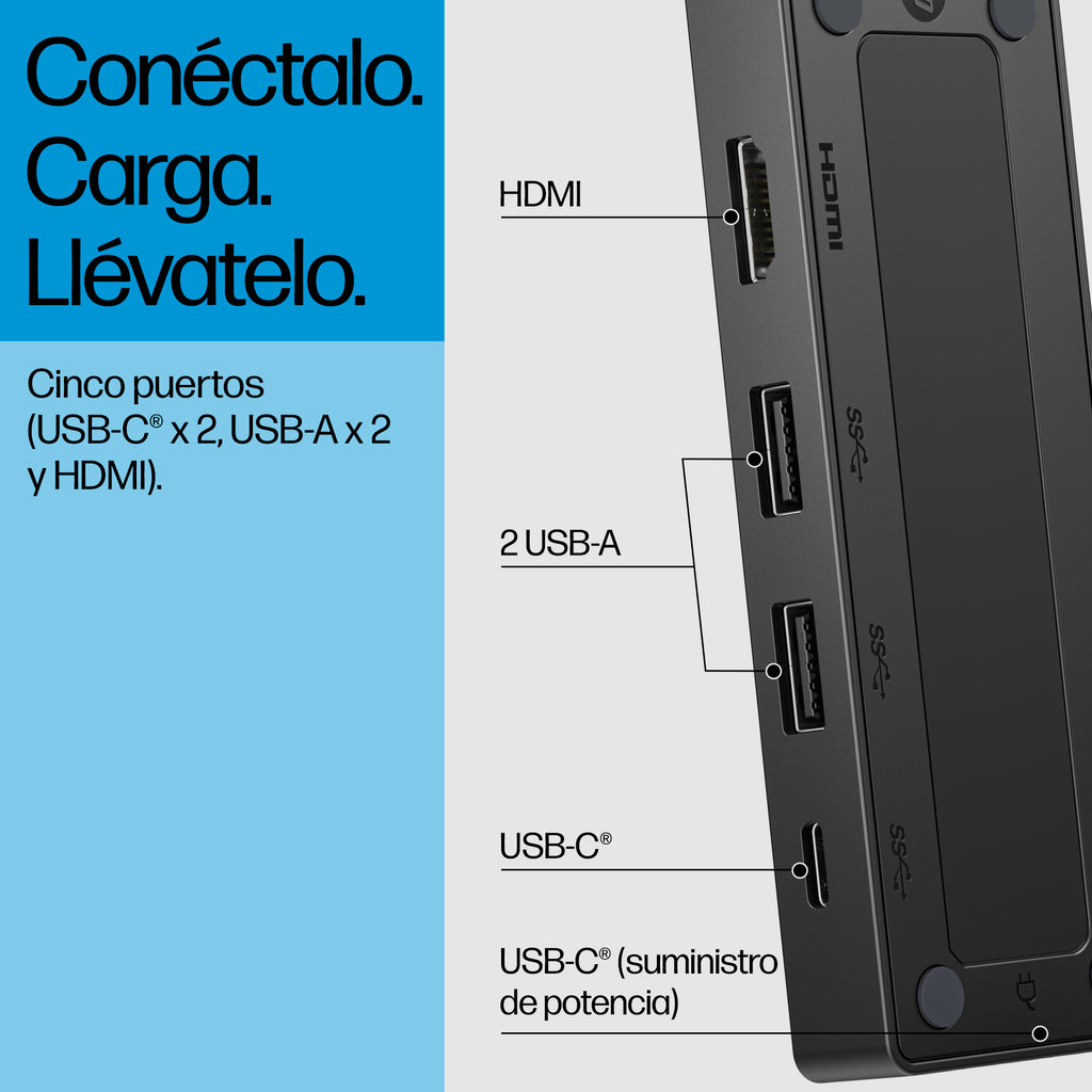 HP USB-C Travel Hub G3 Acoplamiento USB 3.2 Gen 1 (3.1 Gen 1) Type-C Negro (5)