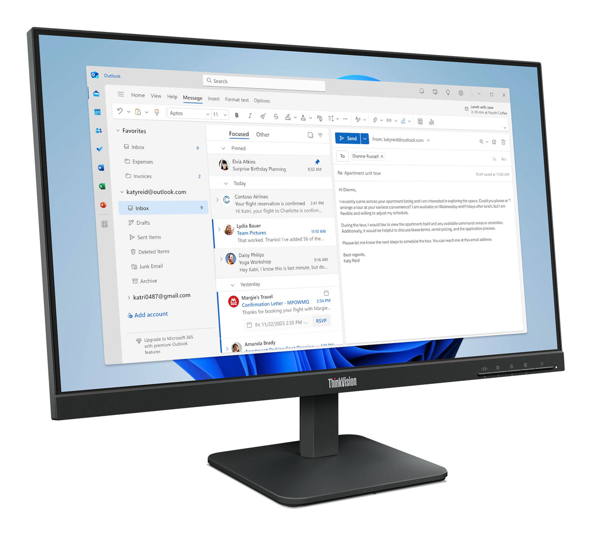 Lenovo ThinkVision S24-4e pantalla para PC 60,5 cm (23.8") 1920 x 1080 Pixeles Full HD LED Negro (5)