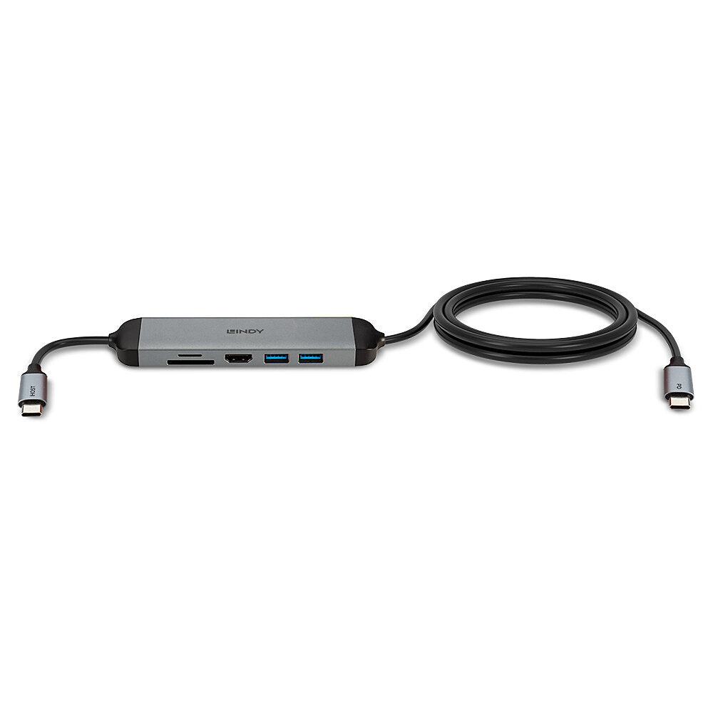 Lindy 43326 base para portátil y replicador de puertos Alámbrico USB 3.2 Gen 1 (3.1 Gen 1) Type-C Negro, Gris (4)