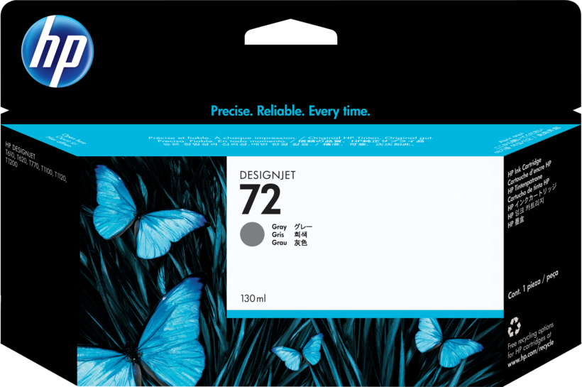 HP Cartucho de tinta 72, 130 ml gris