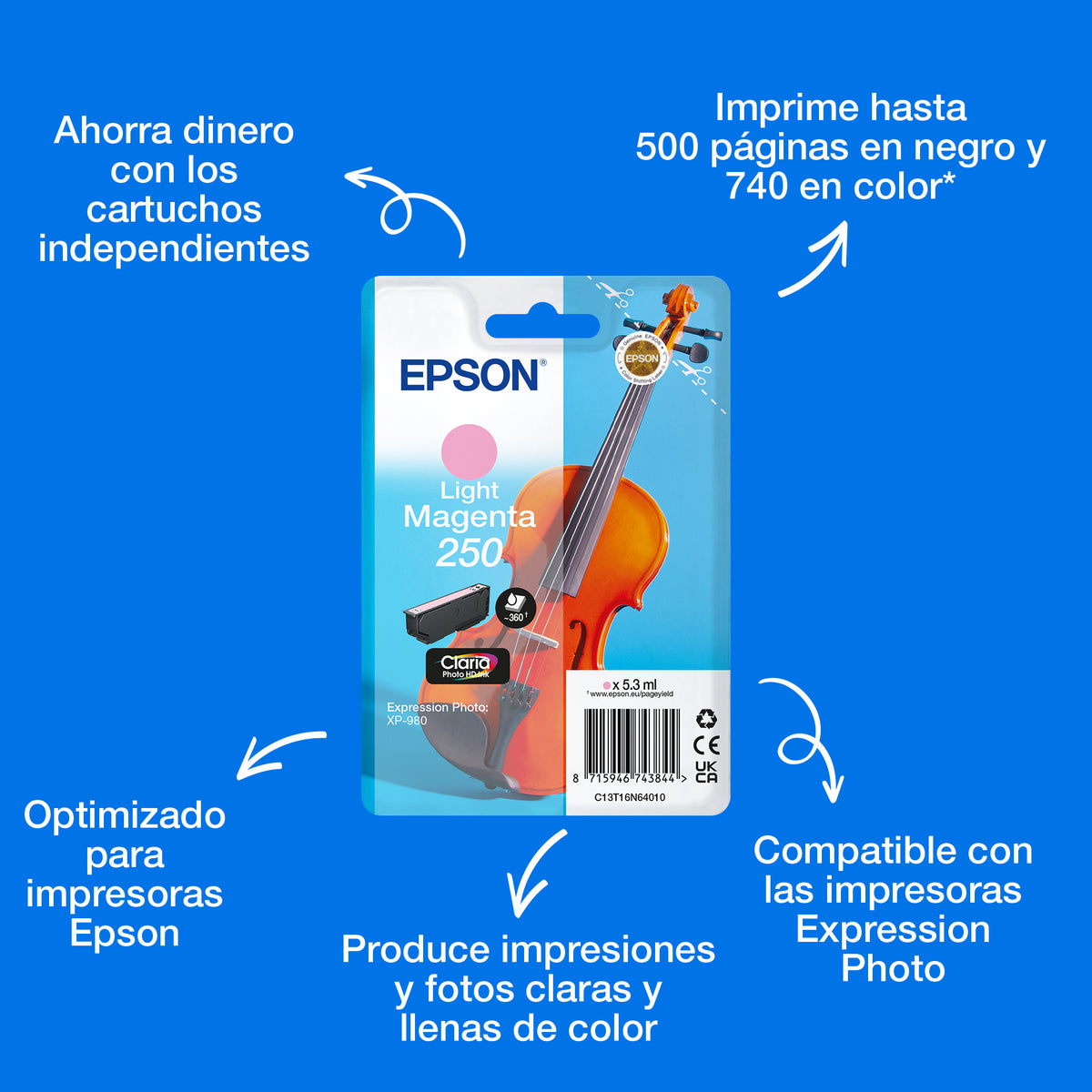 Epson 250 Violin Claria Photo HD cartucho de tinta 1 pieza(s) Original Rendimiento estándar (3)