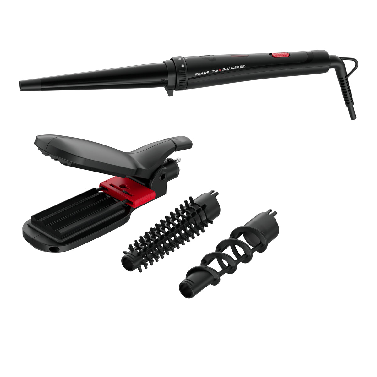 Rowenta Infinite Looks CF422L Rizador de pelo Caliente Negro, Rosa 48 W