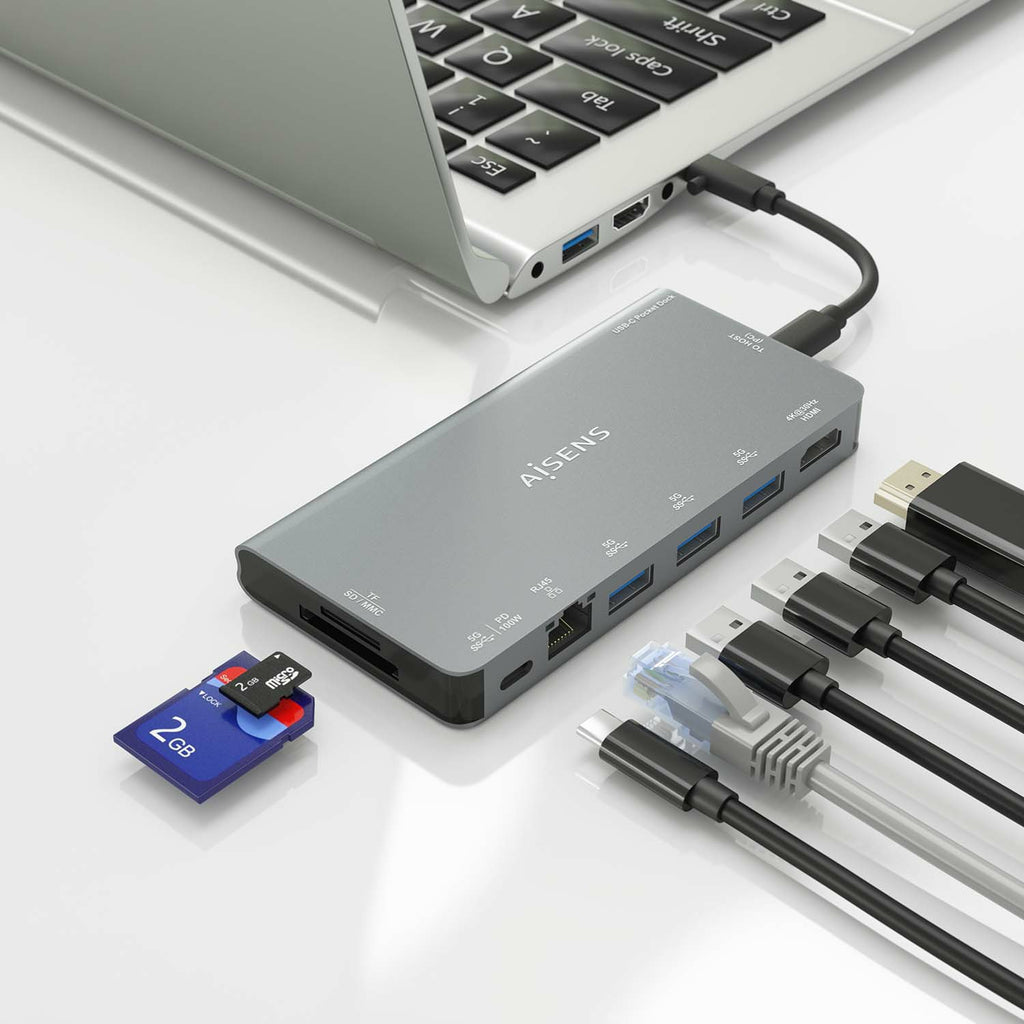 AISENS ASUC-8P015-GR base para portátil y replicador de puertos Alámbrico USB 3.2 Gen 1 (3.1 Gen 1) Type-C (7)