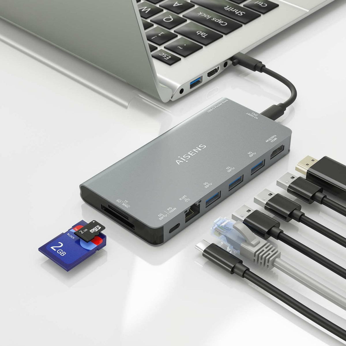 AISENS ASUC-8P015-GR base para portátil y replicador de puertos Alámbrico USB 3.2 Gen 1 (3.1 Gen 1) Type-C (7)
