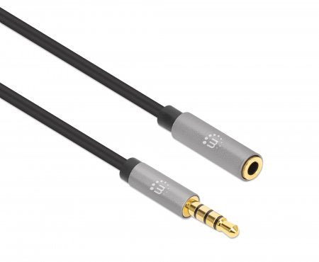 Manhattan 356046 cable de audio 3 m 3,5mm Negro, Plata (3)