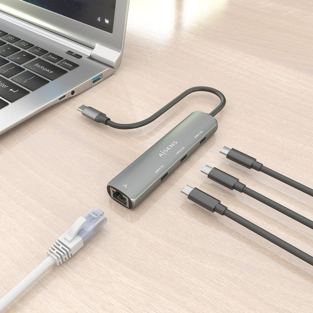 AISENS ASUC-4P041-GR base para portátil y replicador de puertos Alámbrico USB 3.2 Gen 1 (3.1 Gen 1) Type-C (8)