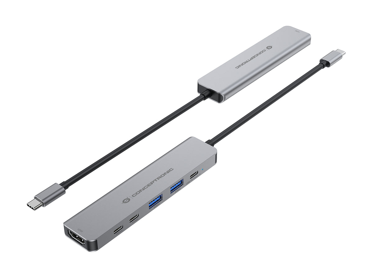 Conceptronic DONN33G base para portátil y replicador de puertos Alámbrico USB 3.2 Gen 1 (3.1 Gen 1) Type-C Plata (3)
