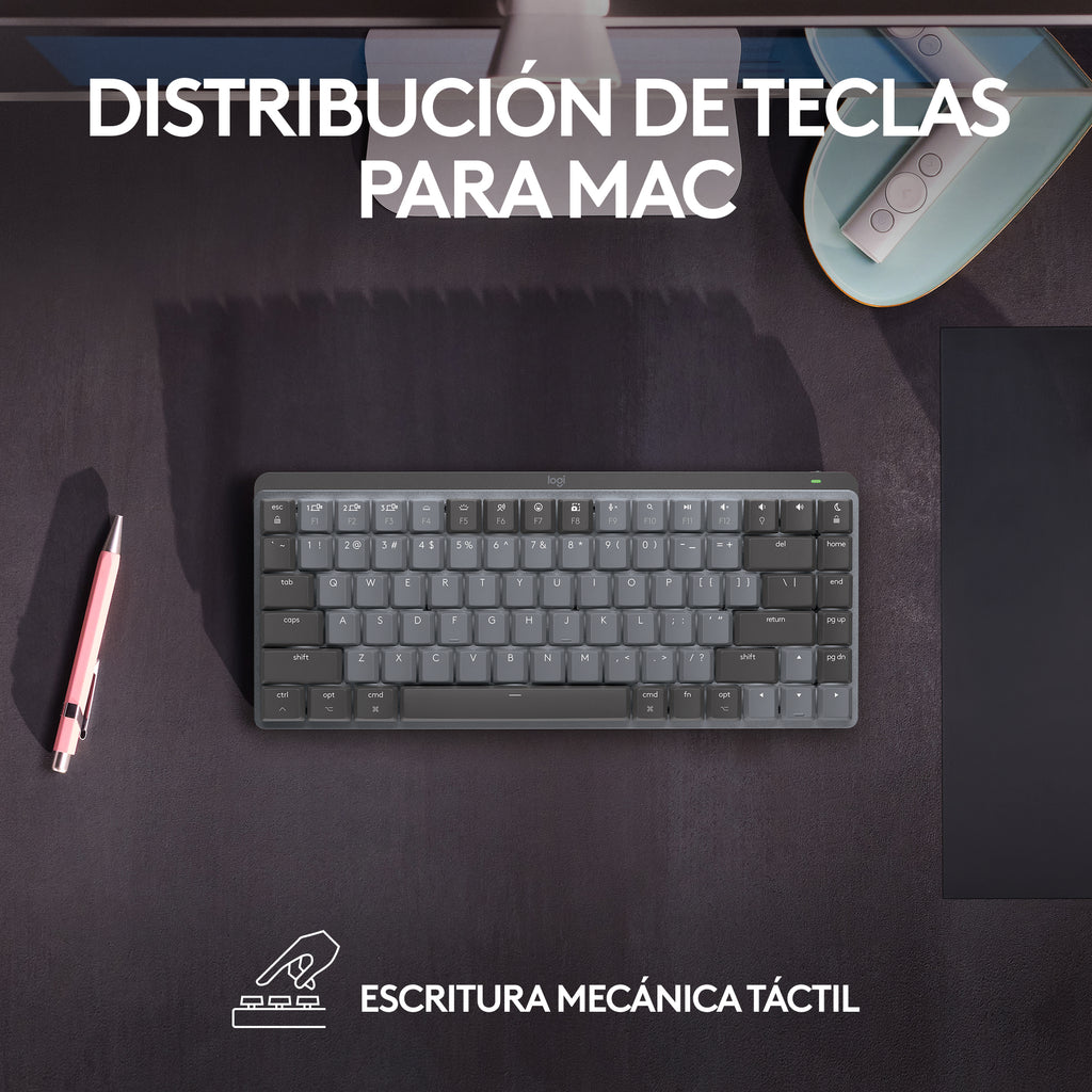 Logitech Master MX Mechanical Mini for Mac teclado Oficina RF Wireless + Bluetooth QWERTY Internacional de EE.UU. Gris (4)