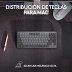 Logitech Master MX Mechanical Mini for Mac teclado Oficina RF Wireless + Bluetooth QWERTY Internacional de EE.UU. Gris (4)