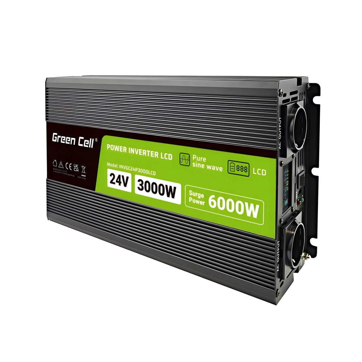 verde Cell Przetwornica napicia PowerInverter LCD 24 V 3000W/60000W Przetwornica