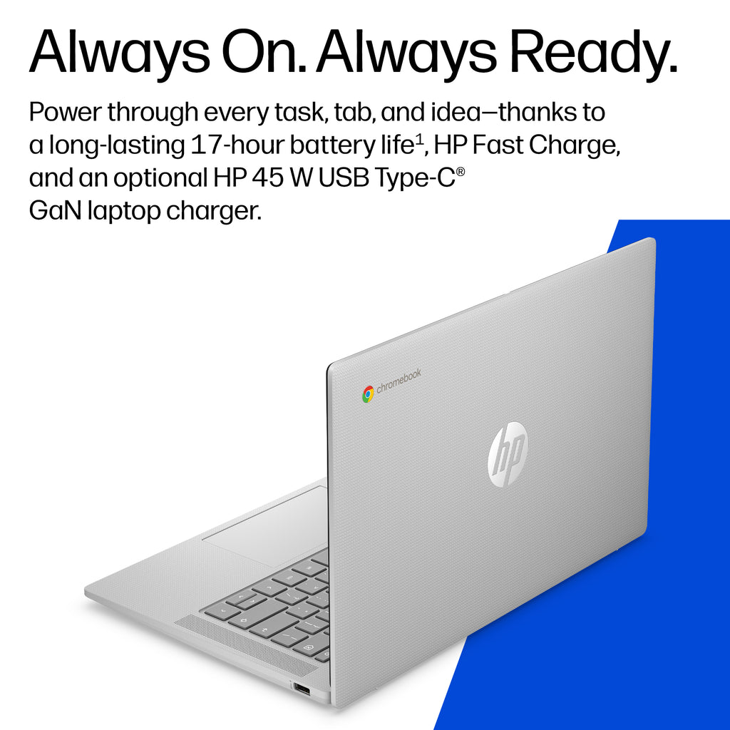 HP 14A-NM0001NAX MTK 540 8GB 128GB CHR MediaTek Kompanio 540 Chromebook 35.6 cm (14") HD LPDDR5-SDRAM UFS Wi-Fi 6 (802.11ax) ChromeOS Silver (5)
