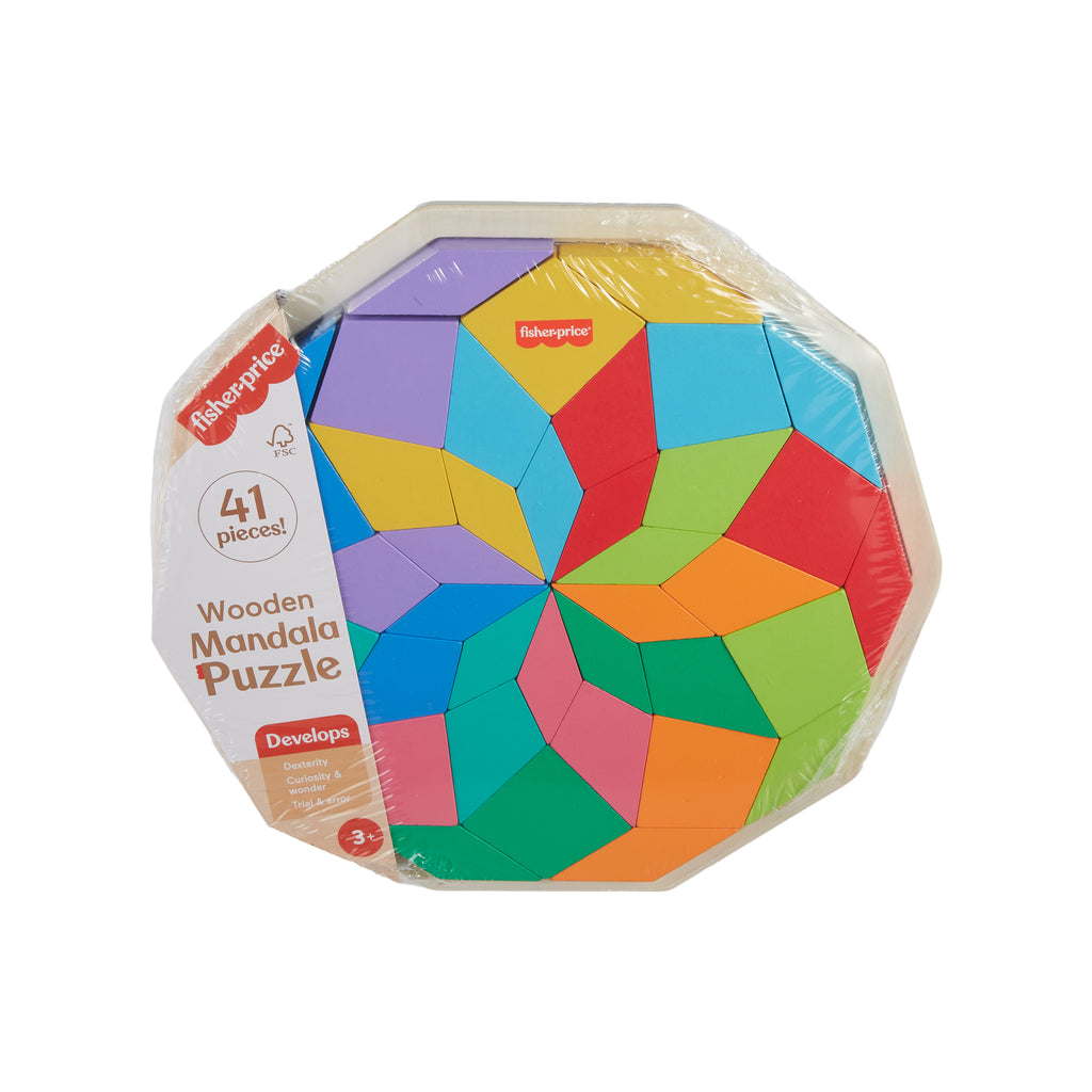 Fisher-Price Puzzle geométrico de mandala de madera para niños pequeños y niños