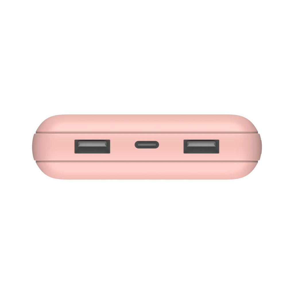 Cargador portátil - 20000 mAh - 15 vatios - 3 A - 3 conectores de salida (USB-C, 2 x USB) - en el cable: USB-C - oro rosa