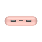 Cargador portátil - 20000 mAh - 15 vatios - 3 A - 3 conectores de salida (USB-C, 2 x USB) - en el cable: USB-C - oro rosa