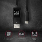 Axagon RVC-DPC adaptador de cable de vídeo 1,8 m USB Tipo C DisplayPort Negro (5)
