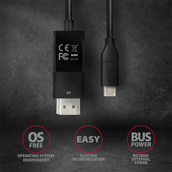 Axagon RVC-DPC adaptador de cable de vídeo 1,8 m USB Tipo C DisplayPort Negro (5)