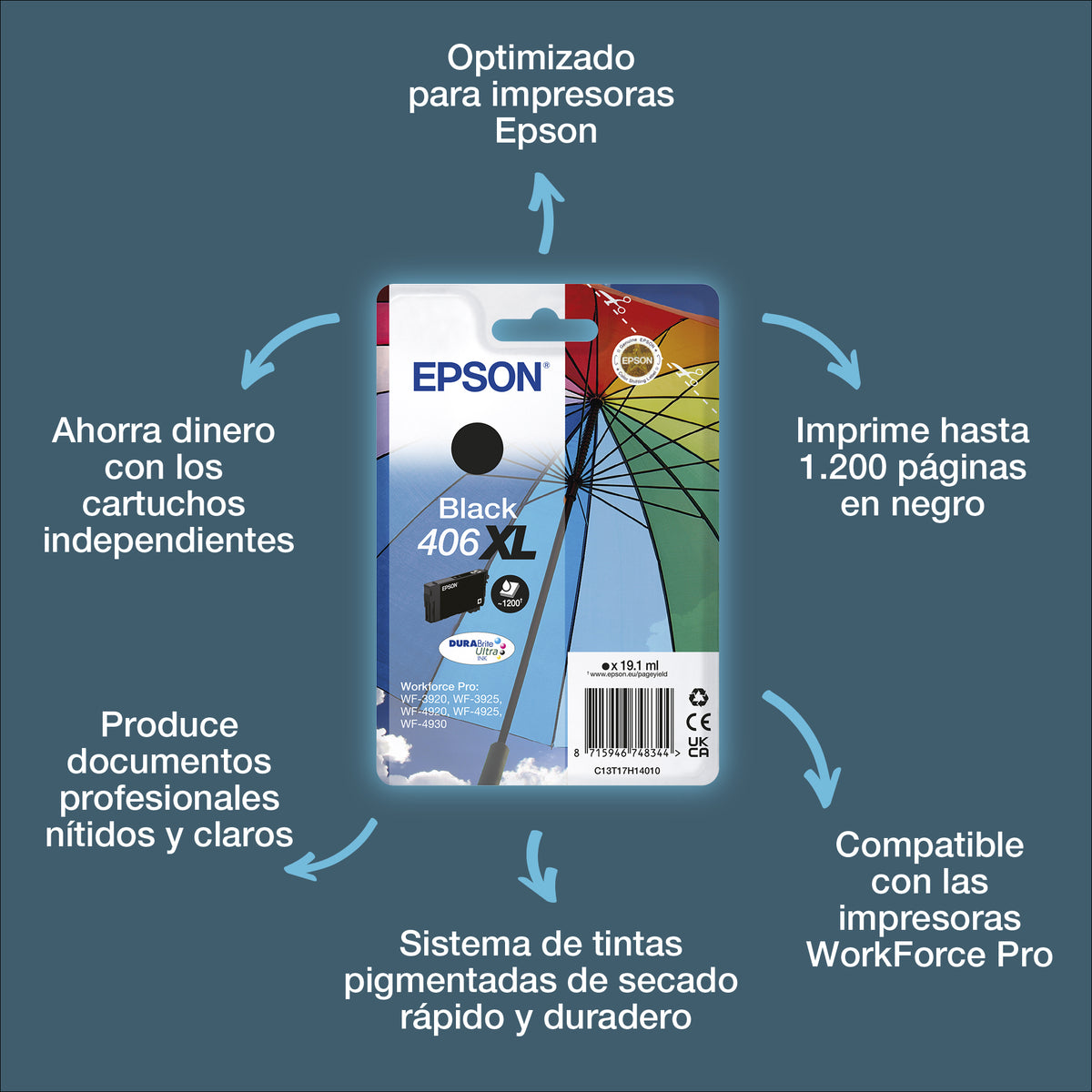 Epson Sglpack BK 406XL DURABrite Ultra Ink RF/ cartucho de tinta 1 pieza(s) High (L) Yield Negro
