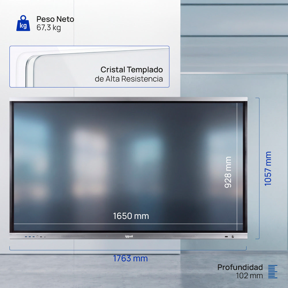 iggual Orchid 75" Panel plano interactivo 190,5 cm (75") LED Wifi 400 cd / m² 4K Ultra HD Negro Pantalla táctil Procesador incorporado Android (8)