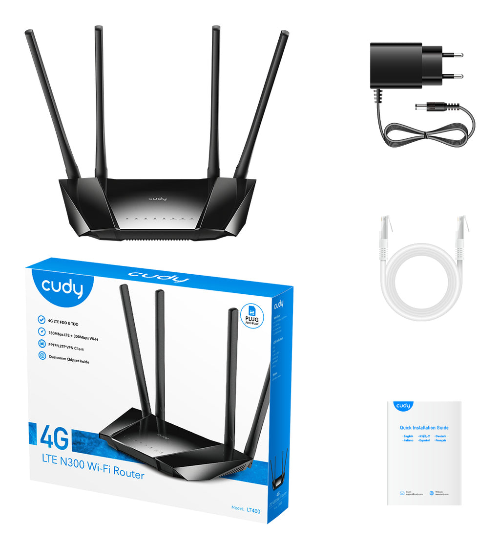 Cudy LT400 router inalámbrico Ethernet rápido Banda única (2,4 GHz) 4G Negro (5)