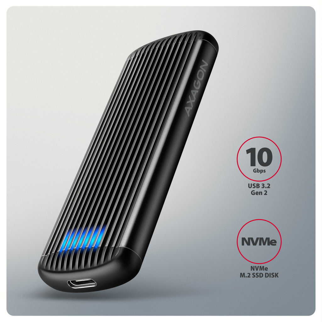 Axagon Caja externa para unidad de estado sólido (SSD) Gris, Negro M.2 (2)