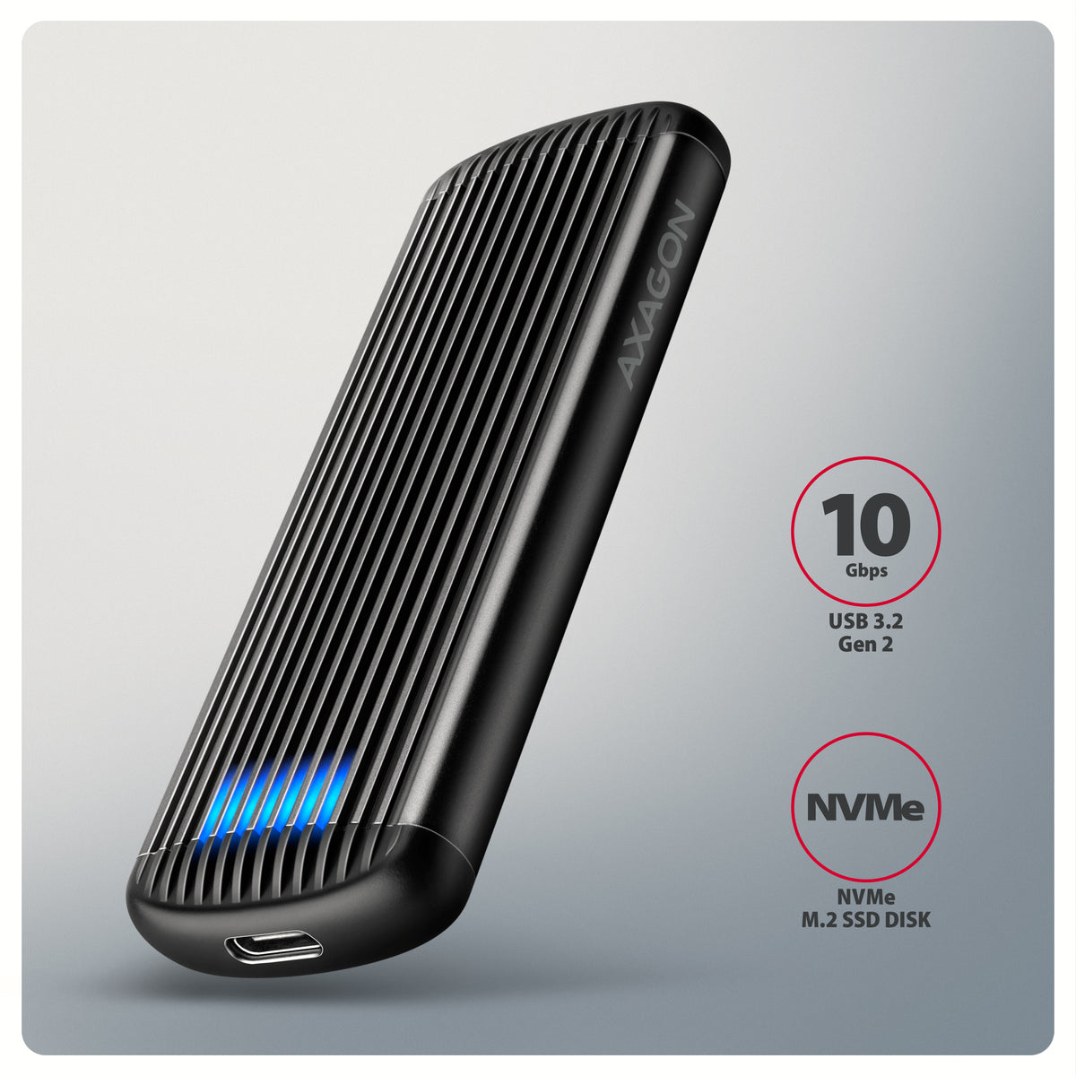 Axagon Caja externa para unidad de estado sólido (SSD) Gris, Negro M.2 (2)