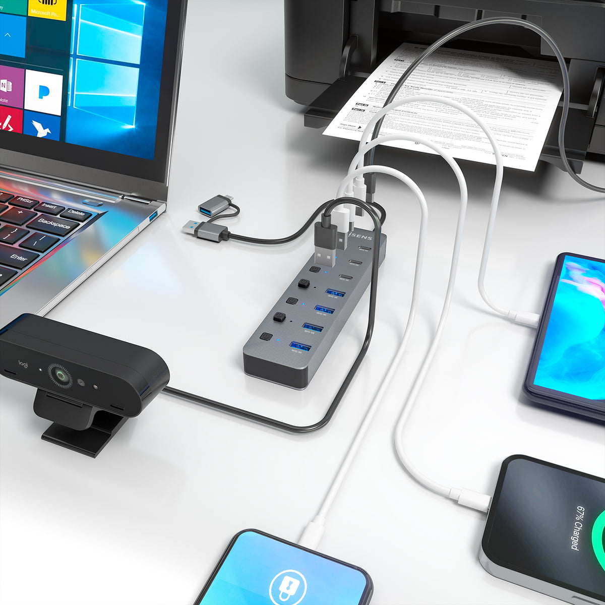 AISENS ASUC-8P043-GR hub de interfaz USB 3.2 Gen 1 (3.1 Gen 1) Type-A 5000 Mbit/s (6)