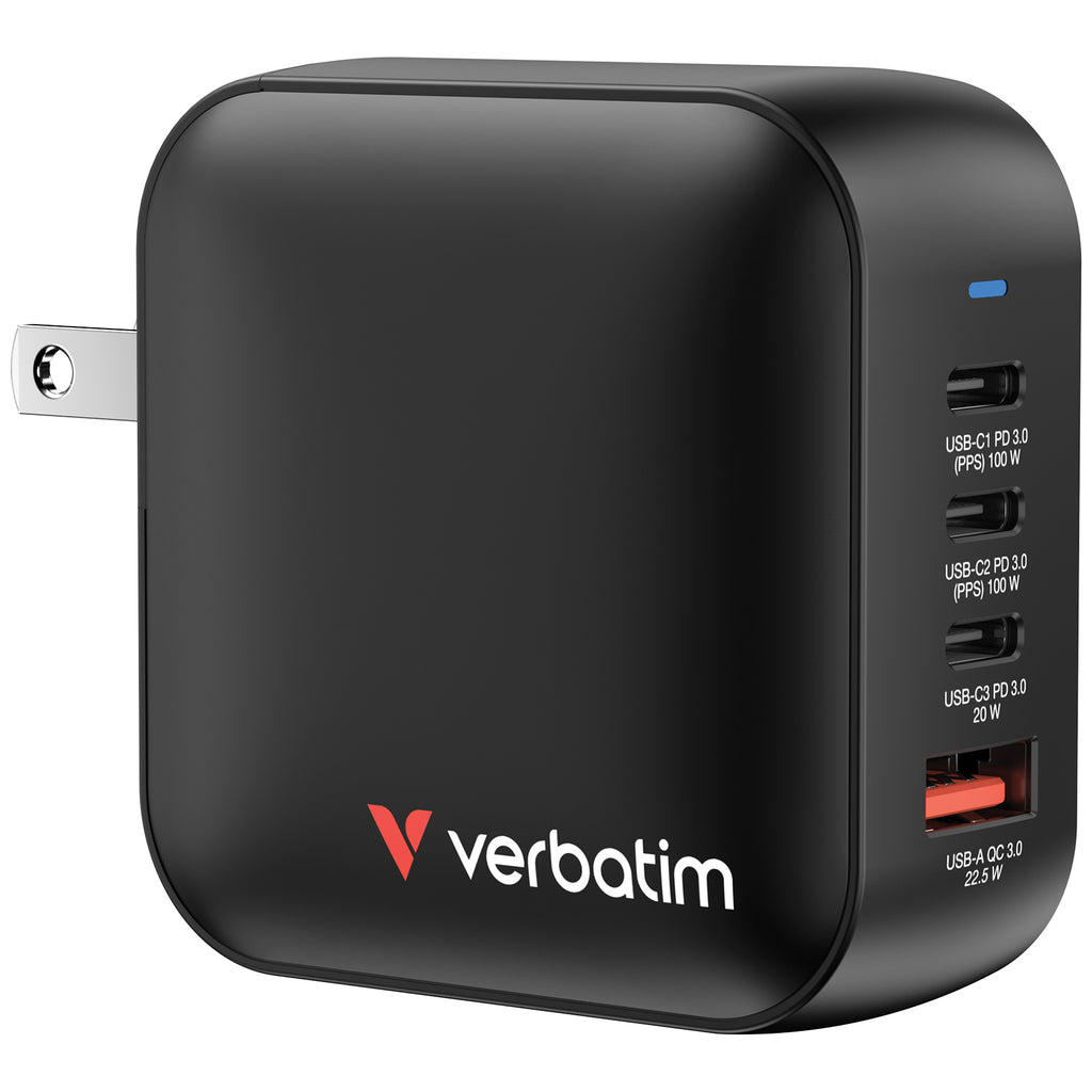 Verbatim Mini GaN Charger 100W Universal Negro Corriente alterna Carga rápida