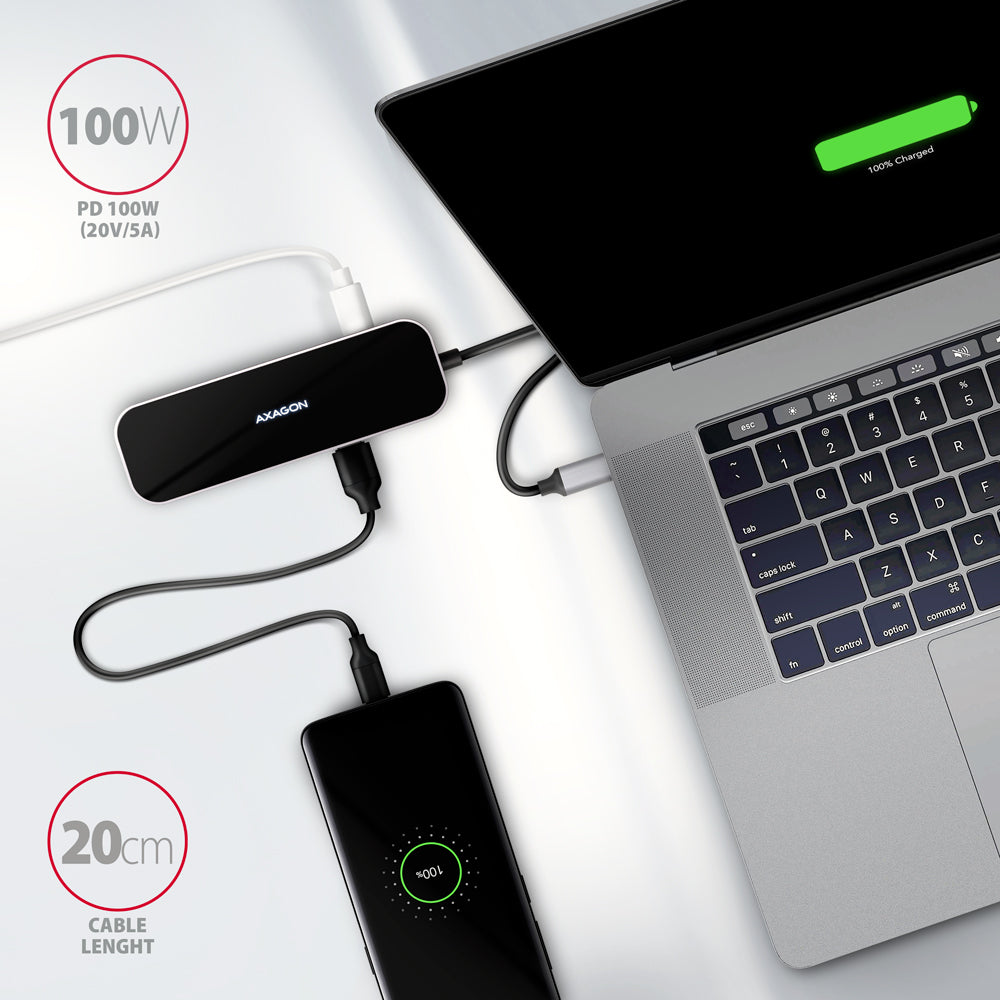 Axagon HMC-6GL base para portátil y replicador de puertos Alámbrico USB 3.2 Gen 1 (3.1 Gen 1) Type-C Negro, Gris (7)