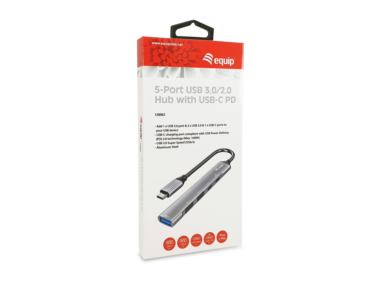 Equip 128962 hub de interfaz USB 3.2 Gen 1 (3.1 Gen 1) Type-C 5000 Mbit/s Plata (6)