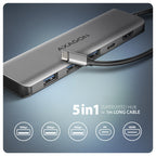 Axagon HMC-5H USB-C 3.2 Gen 1 hub 3x USB-A 4K HDMI PD 100W - Silber Alámbrico USB 3.2 Gen 1 (3.1 Gen 1) Type-C Plata (2)