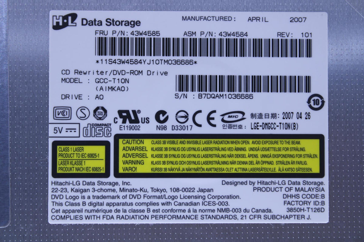 IBM X Series Cdrw/Dvd Slim Version 43W4585-RFB – Reacondicionado