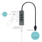i-tec Metal U3METALG3HUB hub de interfaz USB 3.2 Gen 1 (3.1 Gen 1) Type-A 5000 Mbit/s Gris (4)